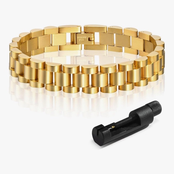 Jewelry - Gold Plated 18K Screw Cross Design Bracelet Tarnish Resistant fashion